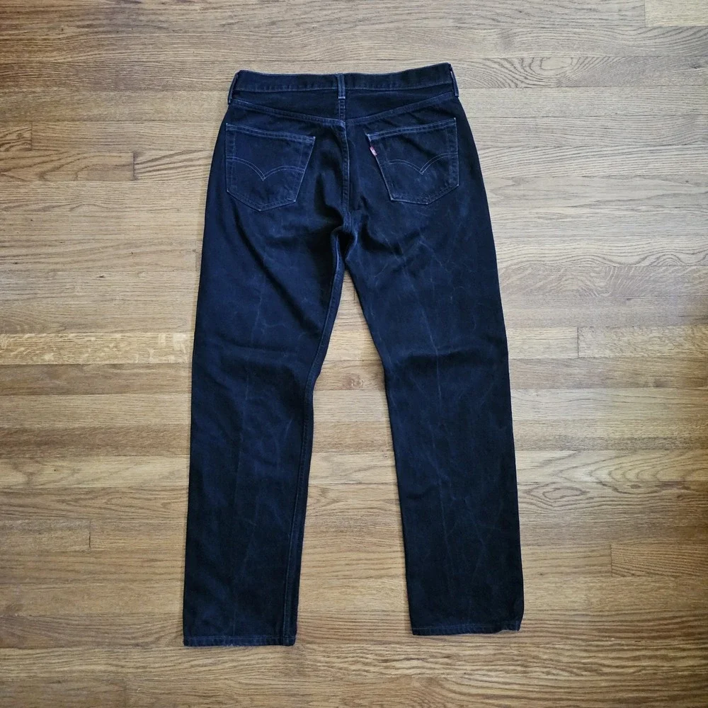 VTG Levis 501 Jeans Mens 34×32(32×32) Black Straight Button Fly Whiskers Y2K